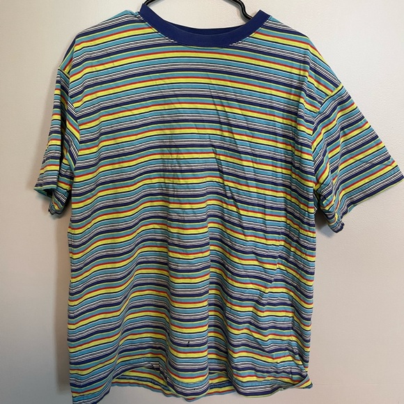 Blue and Green Striped Oversize Tee - Picture 1 of 4